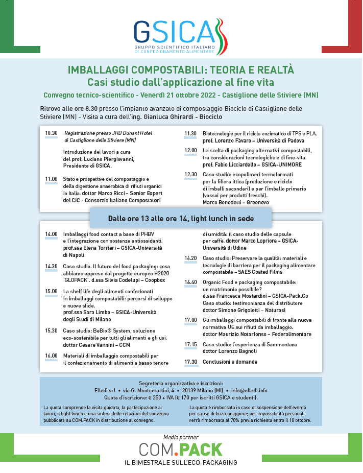 Convegno imballaggi compostabili 21 ottobre 2022