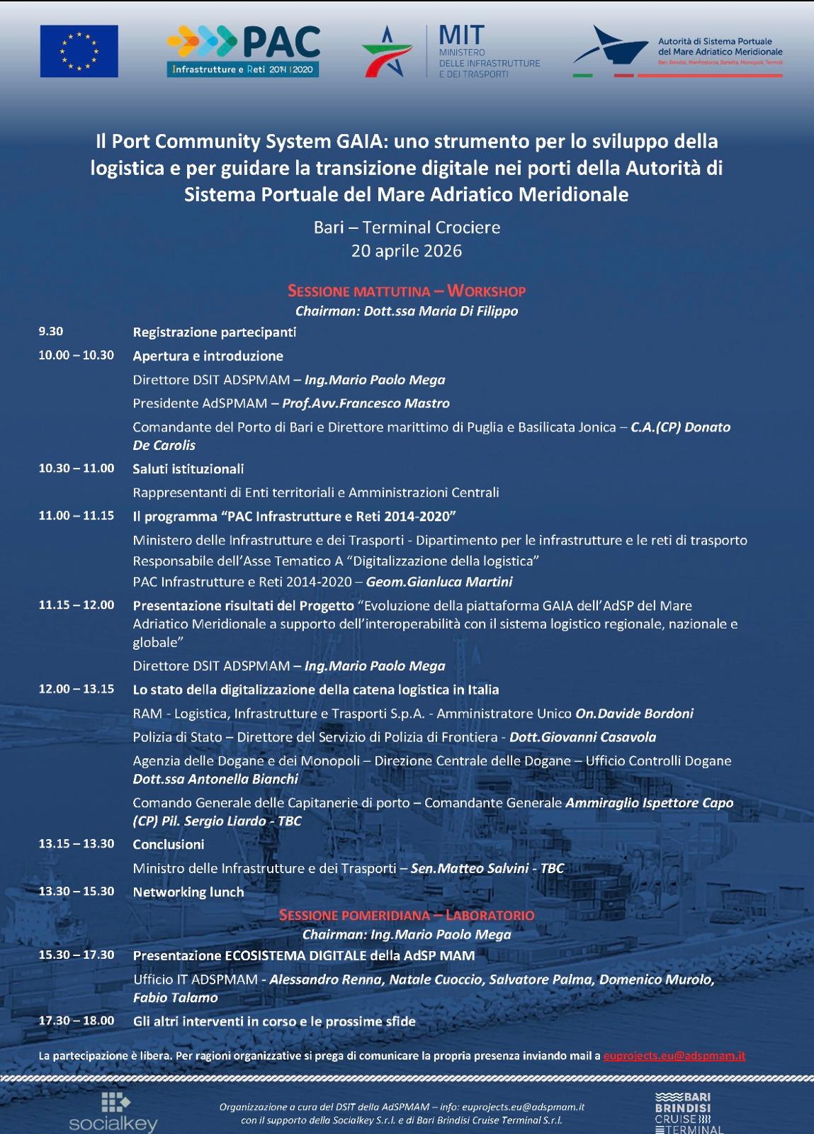 Evento PAC Bari 20 aprile 2026